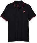 True Religion mens Crafted With Pride Polo Shirt, Black With Red Piping, Small US