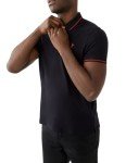True Religion mens Crafted With Pride Polo Shirt, Black With Red Piping, Small US