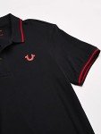 True Religion mens Crafted With Pride Polo Shirt, Black With Red Piping, Small US