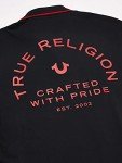 True Religion mens Crafted With Pride Polo Shirt, Black With Red Piping, Small US
