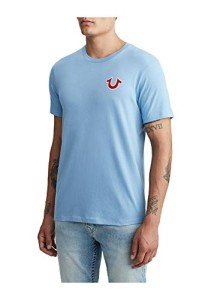 True Religion Men's Buddha Logo Crew Neck Tee, Oasis Blue, Large