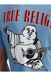 True Religion Men's Buddha Logo Crew Neck Tee, Oasis Blue, Large