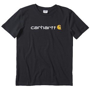 Carhartt boys Knit Short Sleeve Crewneck Logo T-shirt T Shirt, Caviar Black, 12 Years US