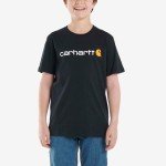 Carhartt boys Knit Short Sleeve Crewneck Logo T-shirt T Shirt, Caviar Black, 12 Years US