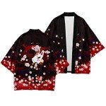 DOSLAVIDA Men's Japanese Kimono Jacket Set Stylish Open Front Coat With Shorts Chinese Style Printed Cardigan Suits