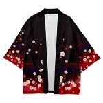 DOSLAVIDA Men's Japanese Kimono Jacket Set Stylish Open Front Coat With Shorts Chinese Style Printed Cardigan Suits
