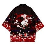 DOSLAVIDA Men's Japanese Kimono Jacket Set Stylish Open Front Coat With Shorts Chinese Style Printed Cardigan Suits
