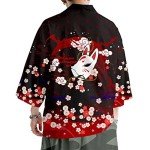 DOSLAVIDA Men's Japanese Kimono Jacket Set Stylish Open Front Coat With Shorts Chinese Style Printed Cardigan Suits