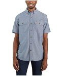 Carhartt mens Original Fit Short Sleeve (Big & Tall) Work Utility Button Down Shirt, Denim Blue Chambray, XX-Large Big Tall US