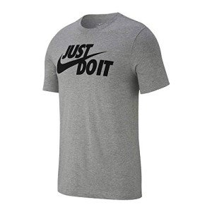 Nike Men's Standard NSW Tee Just Do It Swoosh, Dark Grey Heather/Black, Medium