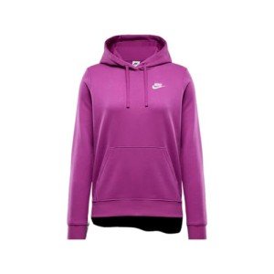 Nike Sportswear Club Fleece Women's Pullover Hoodie (DQ5793-518, Hot Fuchsia/White) Size Large