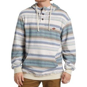 Billabong Men's Rancho Henley Pullover Hooded Flannel, Sea Salt