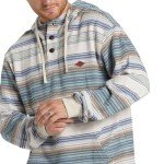 Billabong Men's Rancho Henley Pullover Hooded Flannel, Sea Salt