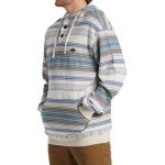 Billabong Men's Rancho Henley Pullover Hooded Flannel, Sea Salt