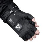 Fabric of the Universe Tactical Fingerless Logo Gloves (Black Gauntlet TR-08, Medium)