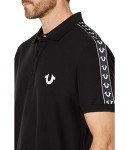 True Religion mens Damask Short Sleeve Polo Shirt, Jet Black, X-Large US