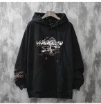 SHINsuke Men Women Y2K Hoodie Japanese Harajuku Hooded Sweatshirt Sakura Temple Korean Long Sleeve Thicken Fleece Loose Tops Pullover (Black,XL,X-Large)