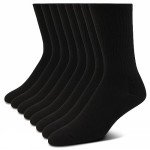 True Religion Mens Socks Crew Socks for Men Premium Athletic Men's Socks 8 Pairs Black, Shoe Size 8-12