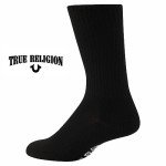 True Religion Mens Socks Crew Socks for Men Premium Athletic Men's Socks 8 Pairs Black, Shoe Size 8-12