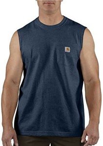 Carhartt Men's Workwear Pocket Sleeveless Midweight T-Shirt Relaxed Fit,Navy,X-Large