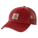Carhartt Men's Canvas Mesh-Back Cap, Crabapple