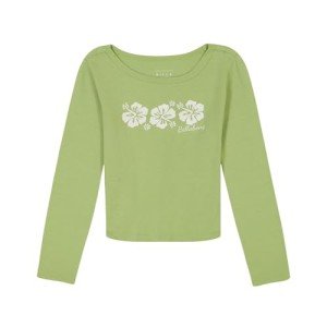 Billabong Girls' Long Sleeve Snug Fit Ribbed T-Shirt, Willow Hibiscus