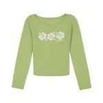 Billabong Girls' Long Sleeve Snug Fit Ribbed T-Shirt, Willow Hibiscus