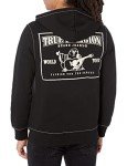 True Religion Men's Big T Zip Up Hoodie, Jet Black, Large