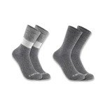 Carhartt Men's Midweight Synthetic-Wool Blend Colorblock Crew Sock 2 Pack, Grey Assorted, X-Large