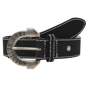 True Religion Belts for Women Womens Belts for Jeans Black Belt Engraved Horseshoe Buckle