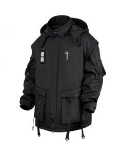 Niepce Inc Japanese Streetwear Techwear Men’s Winter Parka Jacket (Black1, Medium)