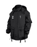Niepce Inc Japanese Streetwear Techwear Men’s Winter Parka Jacket (Black1, Medium)