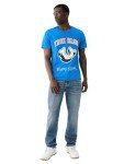 True Religion Men's SS Spliced HS TEE, Imperial Blue