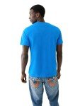 True Religion Men's SS Spliced HS TEE, Imperial Blue