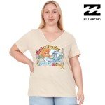 Billabong Plus Size T Shirts for Women - V Neck Oversized Womens Graphic Tees (XL-4X) Oatmeal Heather
