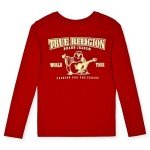 True Religion Boys Denim Set 2 Piece Boys Jeans and Long Sleeve Tee Shirt Set (Red-Gold, 4)