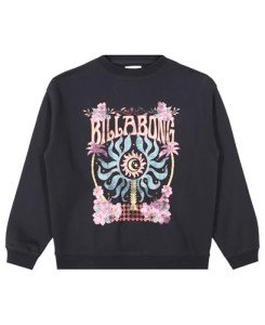 Billabong Girls' French Terry Pullover Crewneck Sweatshirt, Soft & Comfortable, Black Sands, Medium