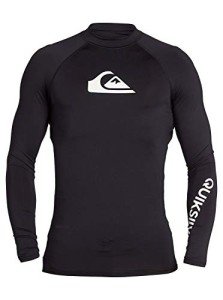 Quiksilver Men's Standard All Time Long Sleeve Rashguard UPF 50 Sun Protection Surf Shirt, Black, XXX-Large