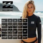 Billabong Plus Size Rash Guard for Women, UPF 50+ Long & Short Sleeve Swim Shirt Black