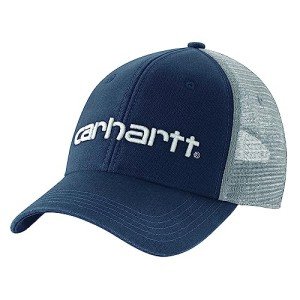 Carhartt Men's Canvas Mesh-Back Logo Graphic Cap, Navy/White