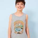 Quiksilver Boys' Sleeveless Tank Shirt, Soft & Comfortable Top with Graphic Design, Grateful Wave