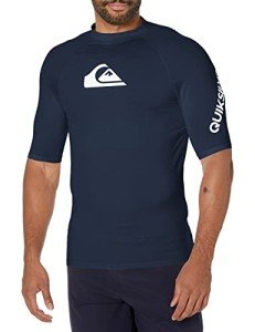 Quiksilver Men's Standard All Time Short Sleeve Rashguard UPF 50 Sun Protection Surf Shirt, Navy Blazer, XL