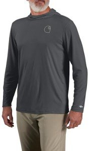 Carhartt Men's Force Sun Defender Lightweight Long-Sleeve Hooded Logo Graphic T-Shirt, Steel