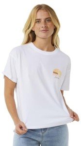 Rip Curl Women's Relaxed Fit Short Sleeve T-Shirt, Hawaii White Line Up