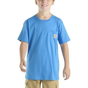 Carhartt Unisex-Kid's Short Sleeve Pocket T-Shirt, Bright Blue