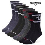 True Religion Mens Socks Crew Socks for Men Premium Athletic Men's Socks 8 Pairs Black/Grey, Shoe Size 8-12