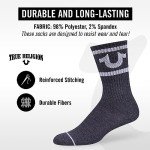 True Religion Mens Socks Crew Socks for Men Premium Athletic Men's Socks 8 Pairs Black/Grey, Shoe Size 8-12