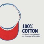 True Religion Hat, Cotton Denim Sun Visor Cap with Horseshoe Logo, Blue and Red, One Size