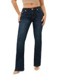True Religion Women's Joey MID Rise Flare Flap, Inidgo Upgrade