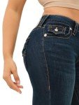 True Religion Women's Joey MID Rise Flare Flap, Inidgo Upgrade
